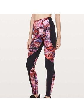 LULULEMON Sweat & Repeat Tight *28" in Black / Dahliascape Multi Size 6